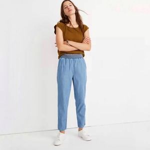 Madewell Women's Rainbow Stitched Chambray Track Trouser Pants Size Large